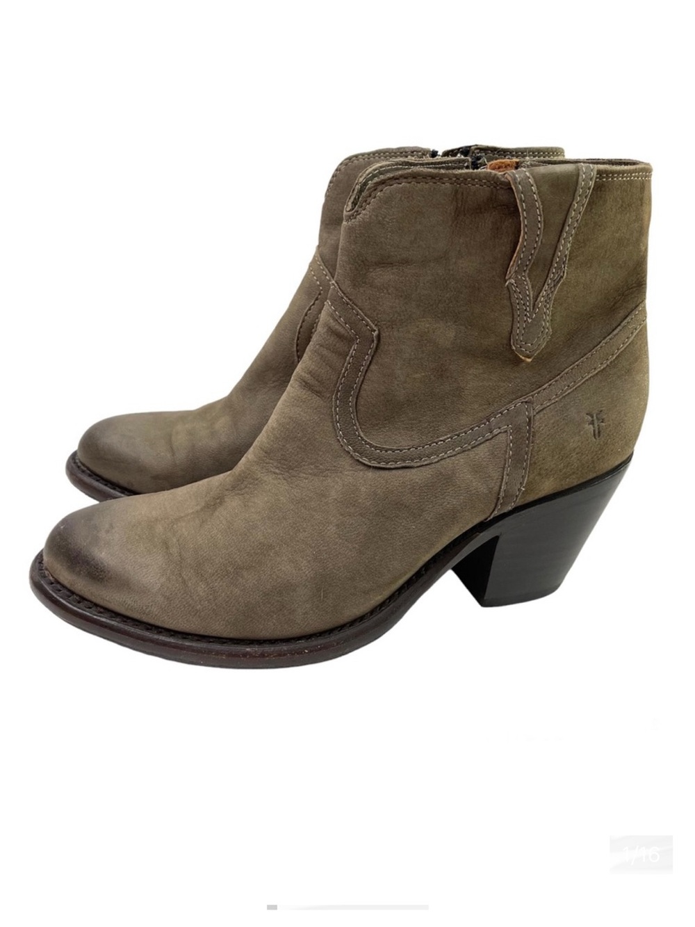 FRYE Women's Grey Lillian Western Boho Booties Size 9 Grey Rare Ankle Boots